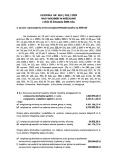Uchwała Rady Miejskiej w Koszalinie nr XLIV/485/2009