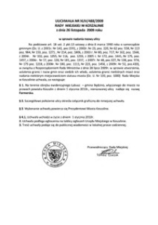 Uchwała Rady Miejskiej w Koszalinie nr XLIV/488/2009