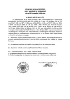 Uchwała Rady Miejskiej w Koszalinie nr XLIV/489/2009