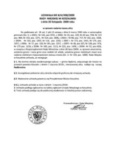 Uchwała Rady Miejskiej w Koszalinie nr XLIV/490/2009