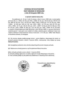 Uchwała Rady Miejskiej w Koszalinie nr XLIV/523/2009