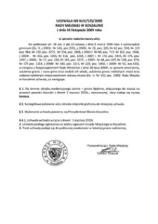 Uchwała Rady Miejskiej w Koszalinie nr XLIV/525/2009