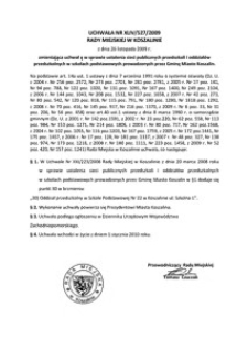 Uchwała Rady Miejskiej w Koszalinie nr XLIV/527/2009