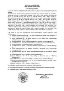 Uchwała Rady Miejskiej w Koszalinie nr XLIV/528/2009