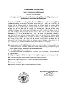 Uchwała Rady Miejskiej w Koszalinie nr XLIV/529/2009