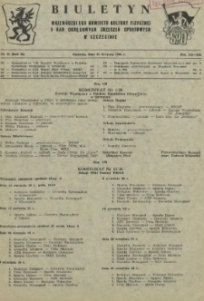 Biuletyn Wojew&oacute;dzkiego Komitetu Kultury Fizycznej i Rad Okręgowych Zrzeszeń Sportowych w Szczecinie. R.2, 1956 nr 15