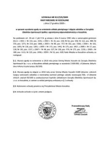Uchwała Rady Miejskiej w Koszalinie nr XLV/535/2009
