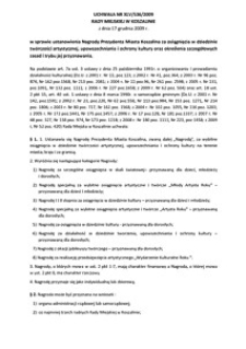 Uchwała Rady Miejskiej w Koszalinie nr XLV/536/2009