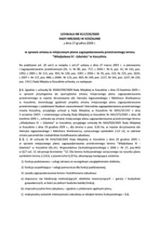 Uchwała Rady Miejskiej w Koszalinie nr XLV/539/2009