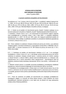 Uchwała Rady Miejskiej w Koszalinie nr XLV/540/2009