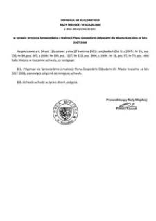 Uchwała Rady Miejskiej w Koszalinie nr XLVI/546/2010