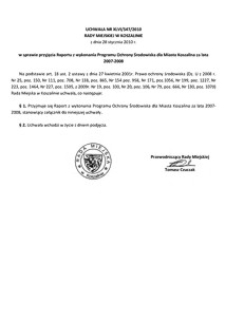 Uchwała Rady Miejskiej w Koszalinie nr XLVI/547/2010