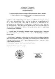 Uchwała Rady Miejskiej w Koszalinie nr XLVI/548/2010