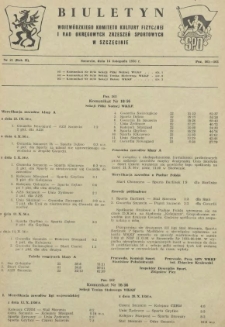 Biuletyn Wojew&oacute;dzkiego Komitetu Kultury Fizycznej i Rad Okręgowych Zrzeszeń Sportowych w Szczecinie. R.2, 1956 nr 21