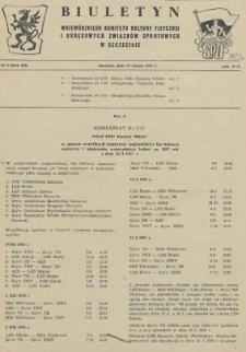 Biuletyn Wojew&oacute;dzkiego Komitetu Kultury Fizycznej i Rad Okręgowych Zrzeszeń Sportowych w Szczecinie. R.3, 1957 nr 2