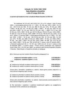 Uchwała Rady Miejskiej w Koszalinie nr XLVIII/560/2010