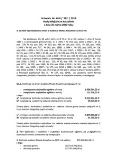 Uchwała Rady Miejskiej w Koszalinie nr XLIX/582/2010