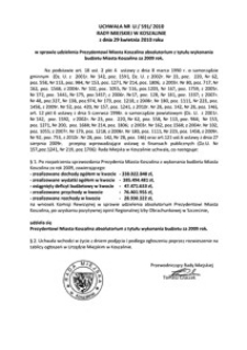 Uchwała Rady Miejskiej w Koszalinie nr LI/591/2010
