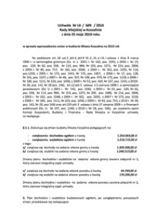 Uchwała Rady Miejskiej w Koszalinie nr LII/609/2010