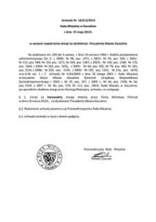 Uchwała Rady Miejskiej w Koszalinie nr LII/613/2010