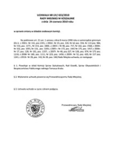 Uchwała Rady Miejskiej w Koszalinie nr LIV/653/2010