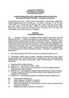 Uchwała Rady Miejskiej w Koszalinie nr LV/660/2010