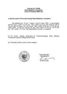 Uchwała Rady Miejskiej w Koszalinie nr I/2/2006