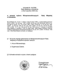 Uchwała Rady Miejskiej w Koszalinie nr II/4/2006