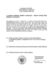 Uchwała Rady Miejskiej w Koszalinie nr II/5/2006