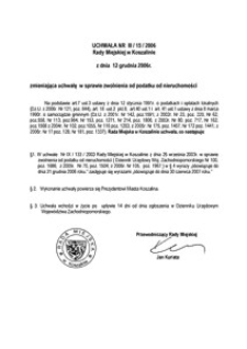 Uchwała Rady Miejskiej w Koszalinie nr III/15/2006