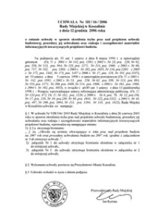 Uchwała Rady Miejskiej w Koszalinie nr III/16/2006