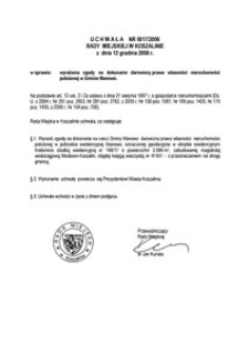 Uchwała Rady Miejskiej w Koszalinie nr III/17/2006
