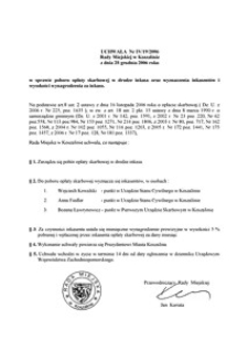 Uchwała Rady Miejskiej w Koszalinie nr IV/19/2006