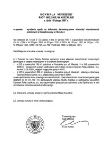 Uchwała Rady Miejskiej w Koszalinie nr VII/29/2007