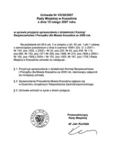 Uchwała Rady Miejskiej w Koszalinie nr VII/30/2007