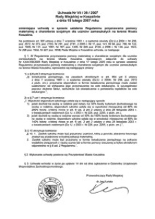 Uchwała Rady Miejskiej w Koszalinie nr VII/36/2007