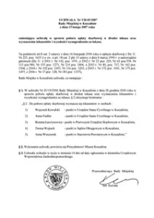 Uchwała Rady Miejskiej w Koszalinie nr VII/45/2007