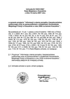 Uchwała Rady Miejskiej w Koszalinie nr VIII/51/2007