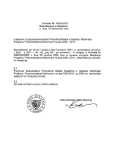Uchwała Rady Miejskiej w Koszalinie nr VIII/54/2007