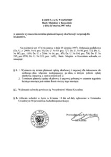 Uchwała Rady Miejskiej w Koszalinie nr VIII/55/2007
