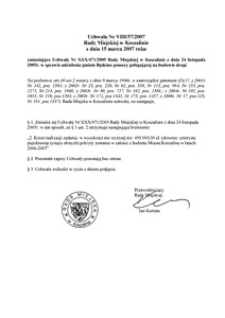 Uchwała Rady Miejskiej w Koszalinie nr VIII/57/2007