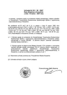 Uchwała Rady Miejskiej w Koszalinie nr VIII/58/2007