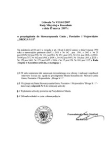 Uchwała Rady Miejskiej w Koszalinie nr VIII/61/2007
