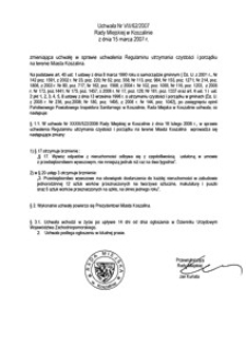 Uchwała Rady Miejskiej w Koszalinie nr VIII/62/2007