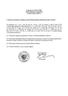 Uchwała Rady Miejskiej w Koszalinie nr VIII/65/2007