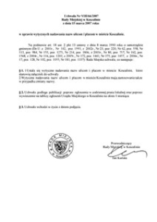 Uchwała Rady Miejskiej w Koszalinie nr VIII/66/2007