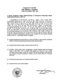 Uchwała Rady Miejskiej w Koszalinie nr X/75/2007