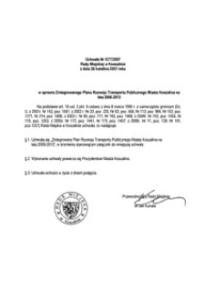 Uchwała Rady Miejskiej w Koszalinie nr X/77/2007