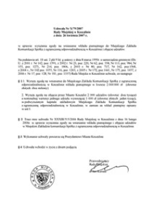 Uchwała Rady Miejskiej w Koszalinie nr X/79/2007