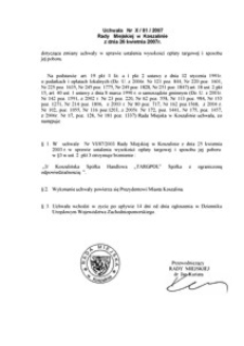 Uchwała Rady Miejskiej w Koszalinie nr X/81/2007